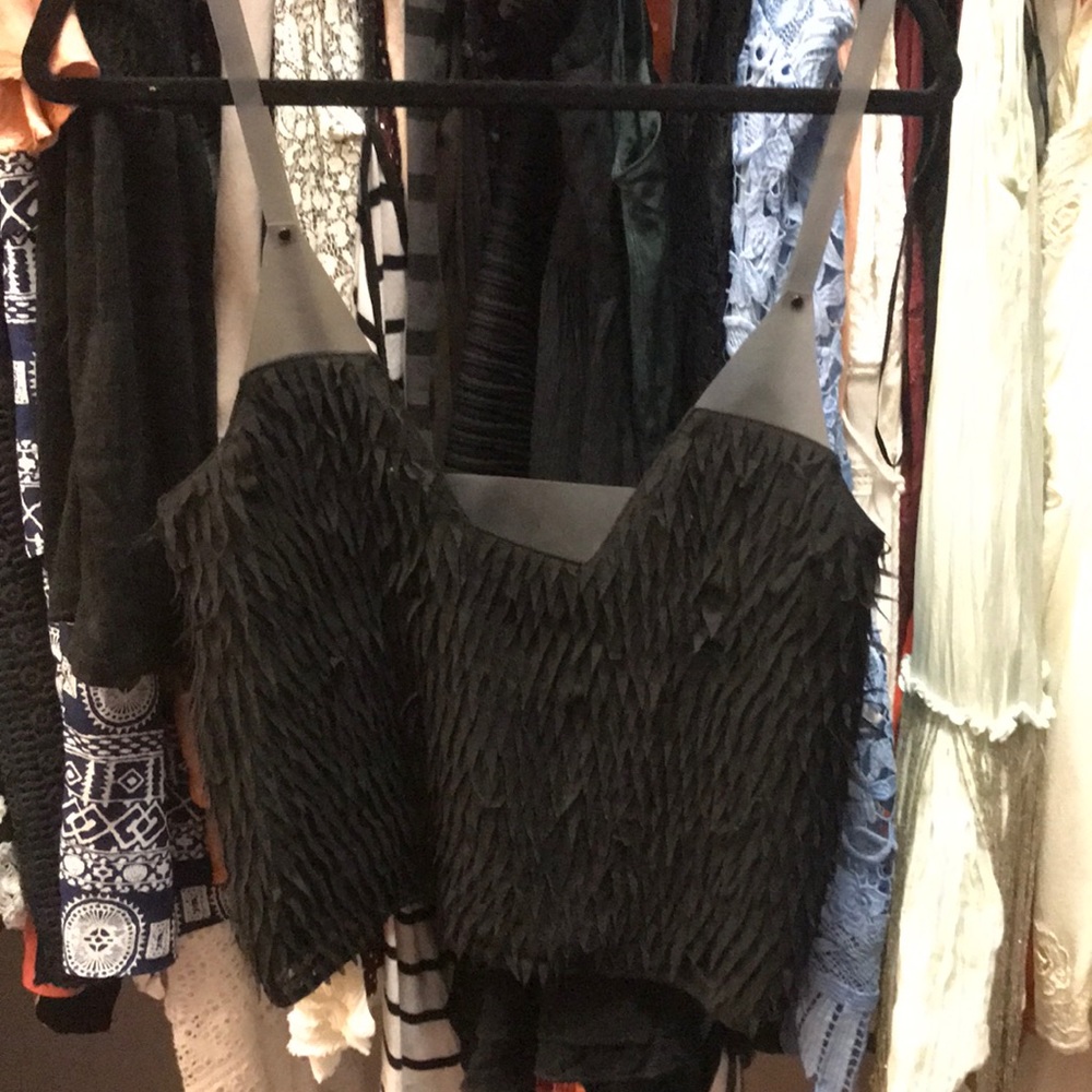 Black ruffled top